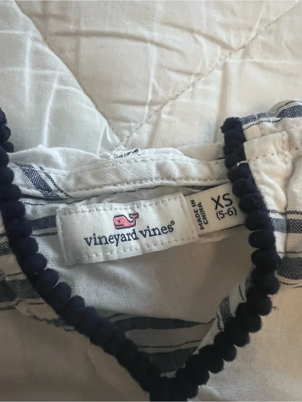 Vineyard vines Striped beach cover up - White & Navy kids xs